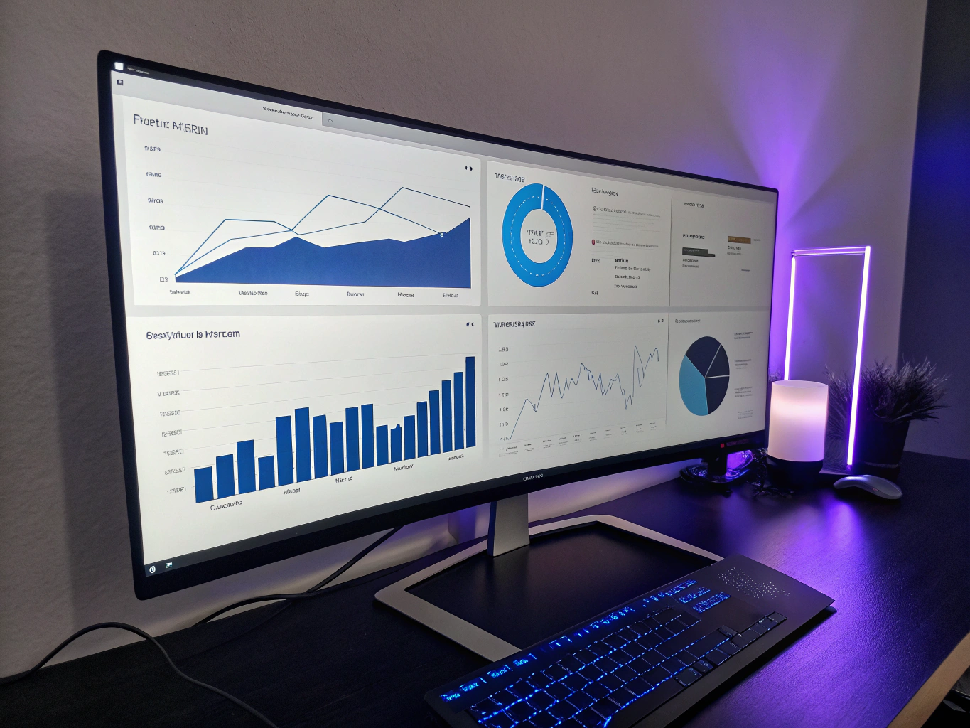 Marketing analytics dashboard showing conversion growth curves